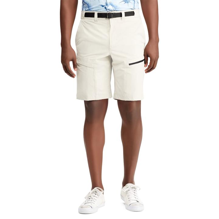 Men's Chaps Classic-fit Stretch Belted Cargo Shorts, Size: 29, Beig/green (beig/khaki)