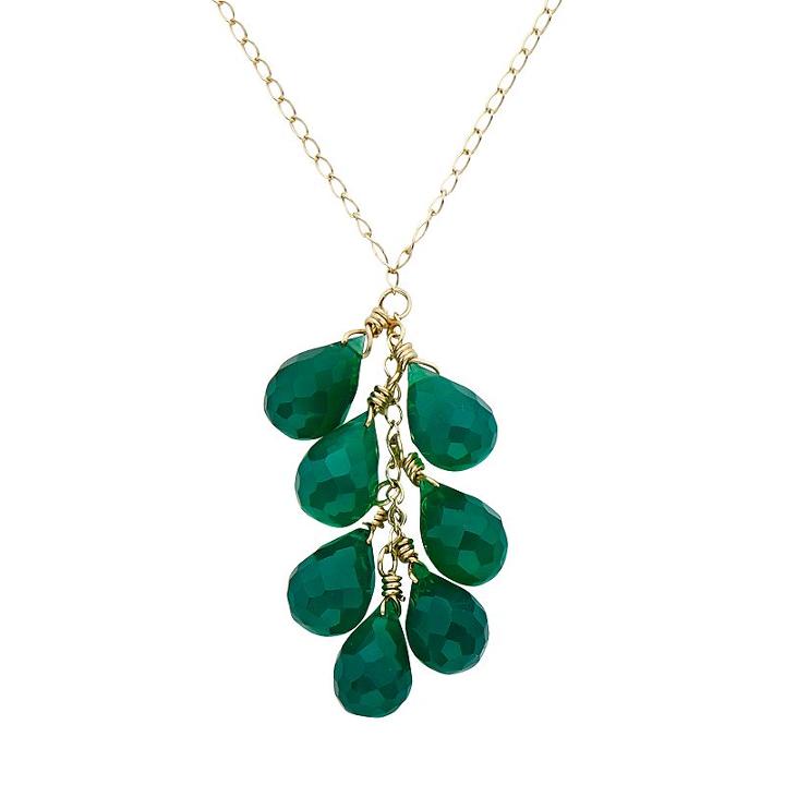 Green Onyx 14k Gold Cluster Pendant Necklace, Women's, Size: 17