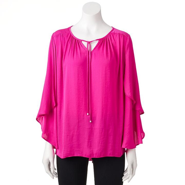 Women's Jennifer Lopez Angel Sleeve Peasant Top, Size: Xl, Brt Pink