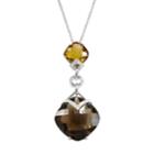 Sterling Silver Smoky Quartz, Cognac Quartz & Cubic Zirconia Pendant, Women's, Brown