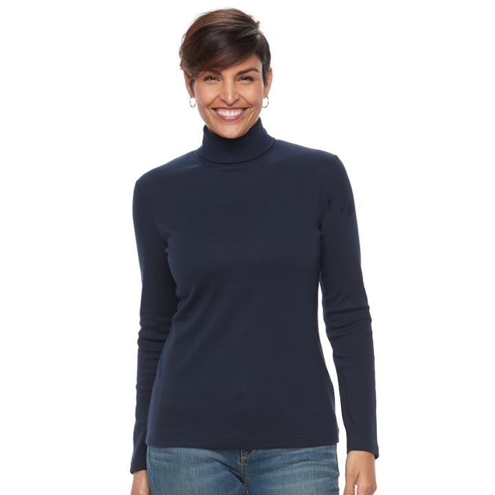 Women's Croft & Barrow&reg; Long Sleeve Turtleneck Top, Size: Medium, Blue