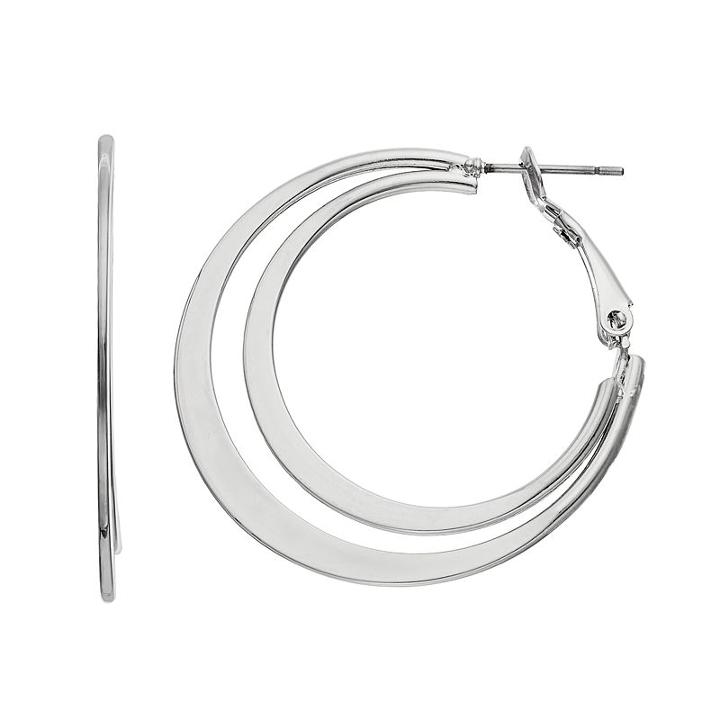 Simply Vera Vera Wang Nickel Free Polished Double Hoop Earrings, Women's, Silver