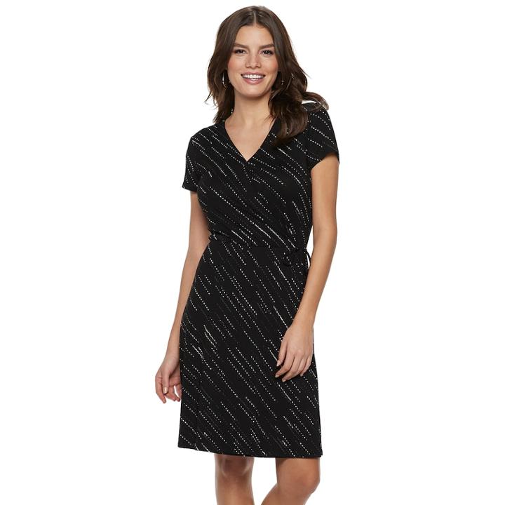 Women's Apt. 9&reg; A-line Wrap Dress, Size: Medium, Black