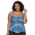 Plus Size A Shore Fit Tummy Slimmer D-cup Bandeaukini Top, Women's, Size: 24 W, Blue