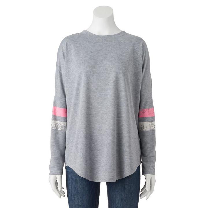 Juniors' About A Girl Monday Blues Football Graphic Tee, Size: Small, Light Grey