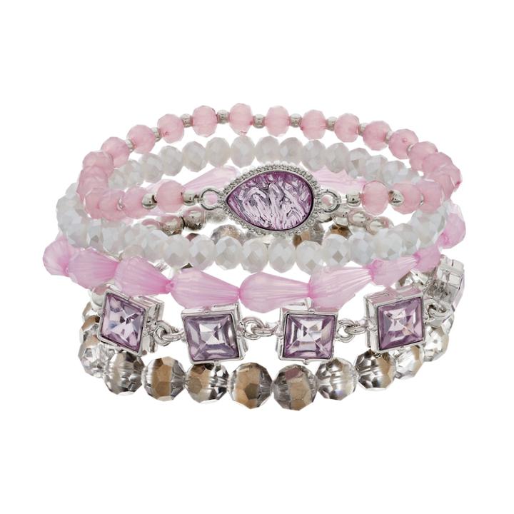 Purple Stretch Bracelet Set, Women's, Grey