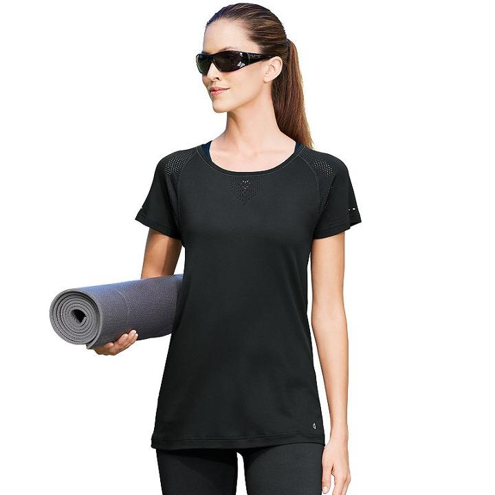 Women's Champion Seamless Mesh Scoopneck Workout Tee, Size: Small, Black