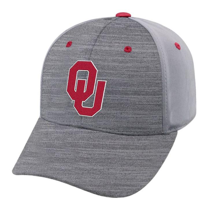 Adult Oklahoma Sooners Steam Performance Adjustable Cap, Men's, Med Grey