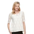 Women's Dana Buchman Open-work Swing Top, Size: Large, Lt Beige