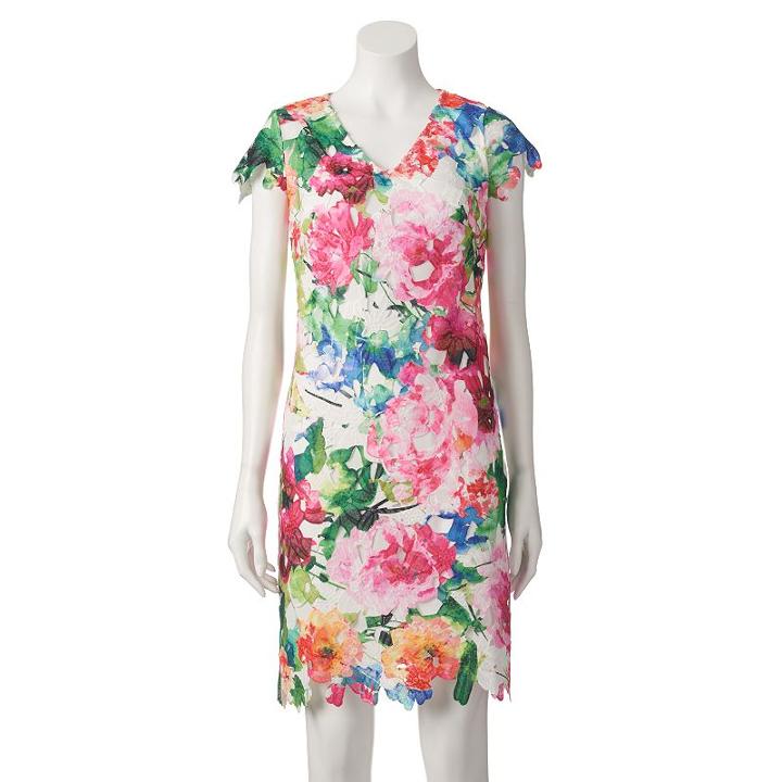 Women's Dr By Donna Ricco Floral Lace Sheath Dress, Size: 8 - Regular, Pink Other