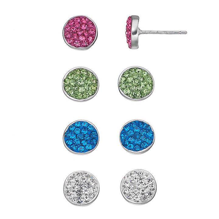 Crystal Disc Stud Earring Set, Women's, Multicolor