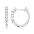 Sterling Silver 1/10 Carat T.w. Diamond Hoop Earrings, Women's, White