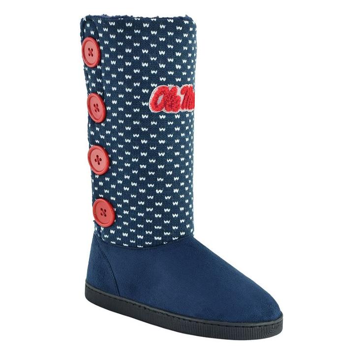Women's Ole Miss Rebels Button Boots, Size: Medium, Blue (navy)