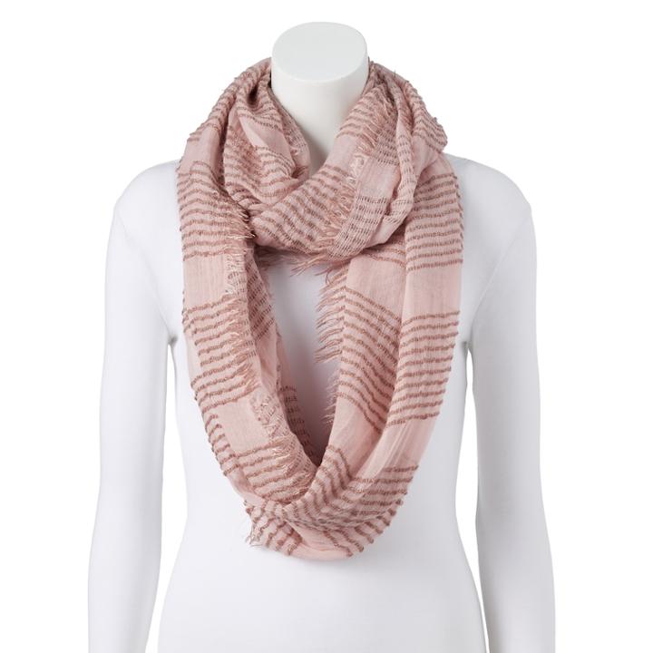 Women's Lc Lauren Conrad Striped Boucle Infinity Scarf, Blush