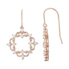 18k Rose Gold Over Silver Lab-created White Sapphire Filigree Drop Earrings, Women's