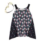 Girls 7-16 Self Esteem Woven Handkerchief Hem Tank Top With Headband Set, Girl's, Size: Medium, Black