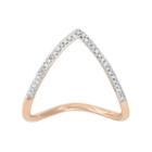 1/10 Carat T.w. Diamond 14k Gold-bonded Sterling Silver Chevron Ring, Women's, Size: 7, Pink
