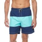 Men's Croft & Barrow&reg; Colorblock Swim Trunks, Size: Medium, Dark Blue