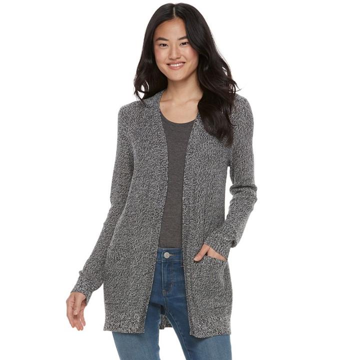Juniors' So&reg; Solid Boyfriend Cardigan, Teens, Size: Large, Oxford