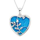 Lab-created Blue Opal Sterling Silver Flower & Heart Pendant Necklace, Women's, Size: 18