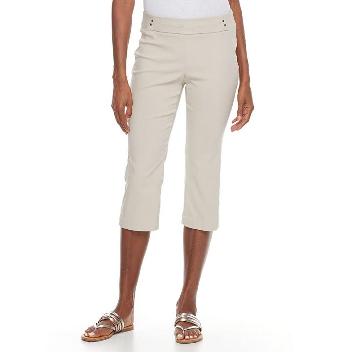 Women's Dana Buchman Embellished Pull-on Capris, Size: Small, Lt Brown