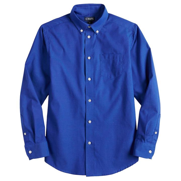 Boys 4-20 Chaps School Uniform Oxford Button-down Shirt, Size: 12, Med Blue