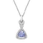 Sterling Silver Tanzanite & White Zircon Triangle Pendant, Women's, Size: 18, Blue