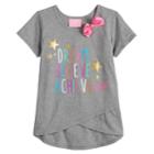 Girls 4-14 Jacques Moret Jojo Siwa Dream Believe Achieve Asymmetrical Graphic Tee, Size: Xs, Grey