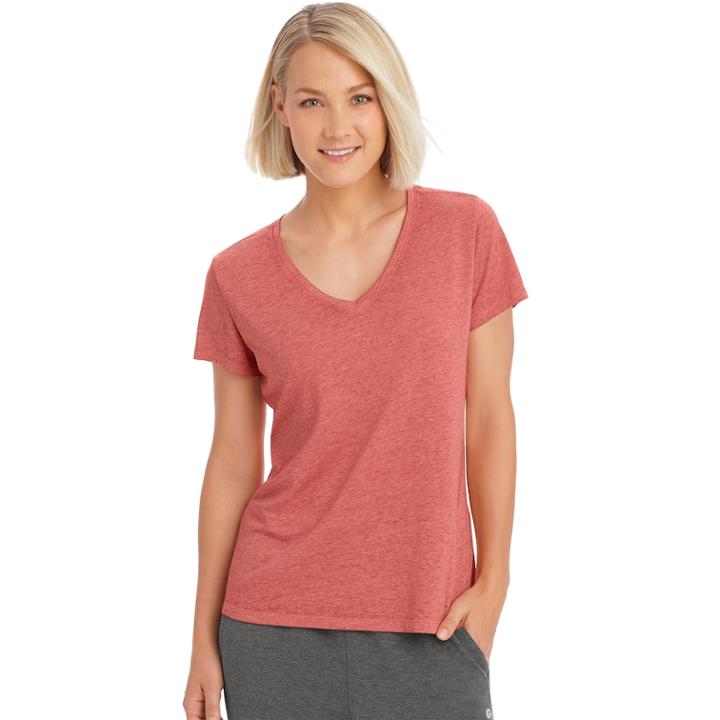 Women's Champion Authentic Burnout Short Sleeve Tee, Size: Medium, Dark Red