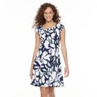 Bethany, Women's Textured Floral Fit & Flare Dress, Size: Xl, White Oth