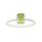 Sterling Silver Peridot & Diamond Accent Rectangle Halo Ring, Women's, Size: 9, Green