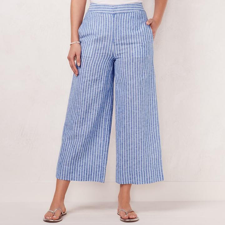 Women's Lc Lauren Conrad Linen-blend Wide Leg Beach Pants, Size: 12, Blue