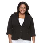 Plus Size Napa Valley Cuffed Blazer, Women's, Size: 22 W, Black