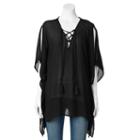 Sonoma Goods For Life&trade; Tassel Lace-up Poncho, Women's, Black