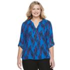 Juniors' Plus Size Candie's&reg; Back Keyhole Splitneck Top, Girl's, Size: 1xl, Blue
