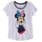 Disney's Minnie Mouse Girls 7-16 Glitter Americana Tee, Size: Large, White Oth