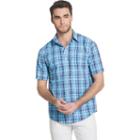Men's Izod Surfcaster Plaid Classic-fit Performance Button-down Shirt, Size: Medium, Brt Blue