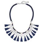 Chaps Blue Beaded Tassel Cord Necklace, Women's, Multicolor