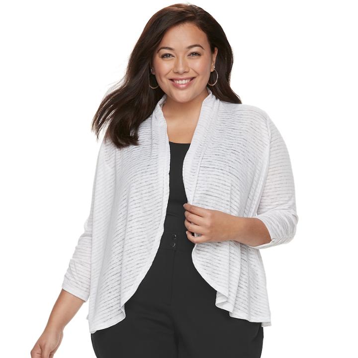 Plus Size Apt. 9&reg; Knit Flyaway Cardigan, Women's, Size: 0x, White