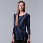 Women's Simply Vera Vera Wang Textured Asymmetrical Top, Size: Medium, Blue (navy)
