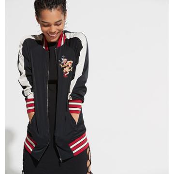 K/lab Embroidered Dragon Bomber Jacket, Girl's, Size: Xs, Black