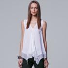Women's Simply Vera Vera Wang Handkerchief Hem Tank, Size: Xl, White