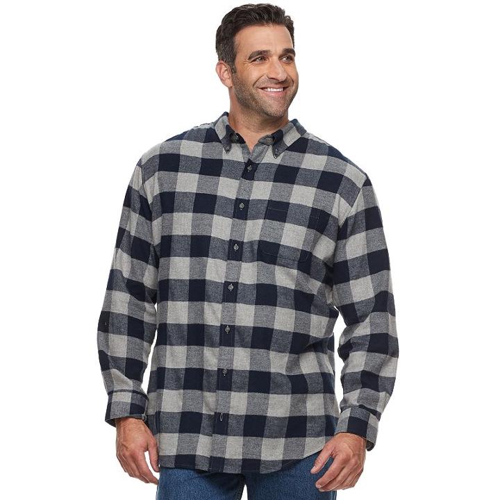 Big & Tall Croft & Barrow&reg; True Comfort Classic-fit Flannel Button-down Shirt, Men's, Size: Xl Tall, Med Grey