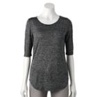 Women's Apt. 9&reg; Essential Marled Scoopneck Tee, Size: Large, Black