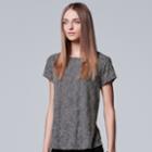 Women's Simply Vera Vera Wang Jacquard Tee, Size: Xl, Grey (charcoal)