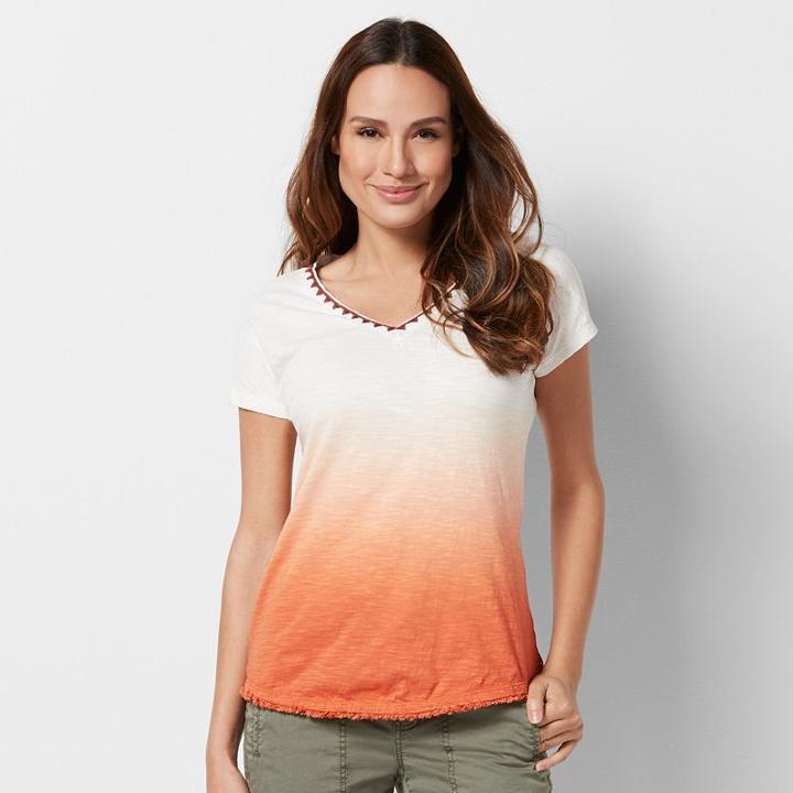 Petite Sonoma Goods For Life&trade; Dip-dye Tee, Women's, Size: S Petite, Med Orange