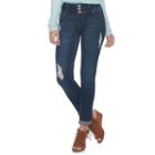 Juniors' Almost Famous Cuffed Ripped Skinny Jeans, Teens, Size: 3, Dark Blue
