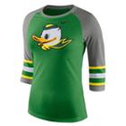 Women's Nike Oregon Ducks Striped Sleeve Tee, Size: Large, Green