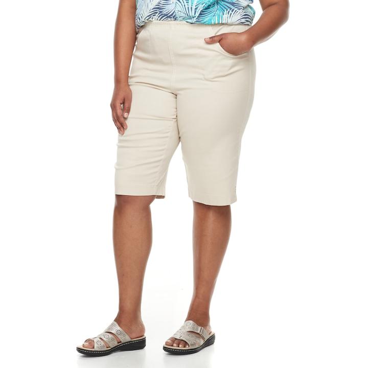 Plus Size Croft & Barrow&reg; Pull-on Skimmer Denim Shorts, Women's, Size: Regular, Lt Beige