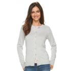 Women's Croft & Barrow&reg; Solid Button-front Cardigan, Size: Xl, Light Grey